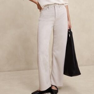 Banana Republic Cream ultra high-rise vegan suede wide leg pant Size 31/12 #BR32
